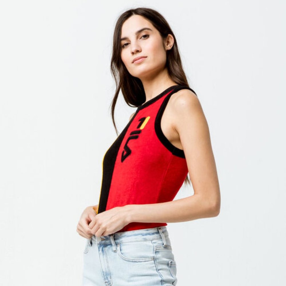NWT Fila Dahlia Bodysuit tricolor yellow/red/black - Picture 2 of 4